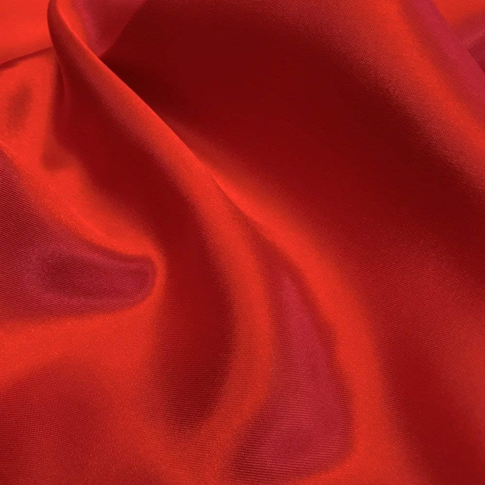 mds Pack of 10 Yard Charmeuse Bridal Solid Satin Fabric for Wedding Dress Fashion Crafts Costumes Decorations Silky Satin 44&rdquo; Red