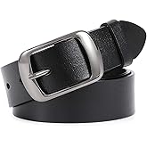 WHIPPY Women Leather Belts for Jeans Pants Fashion Dress Belt for Women with Solid Pin Buckle