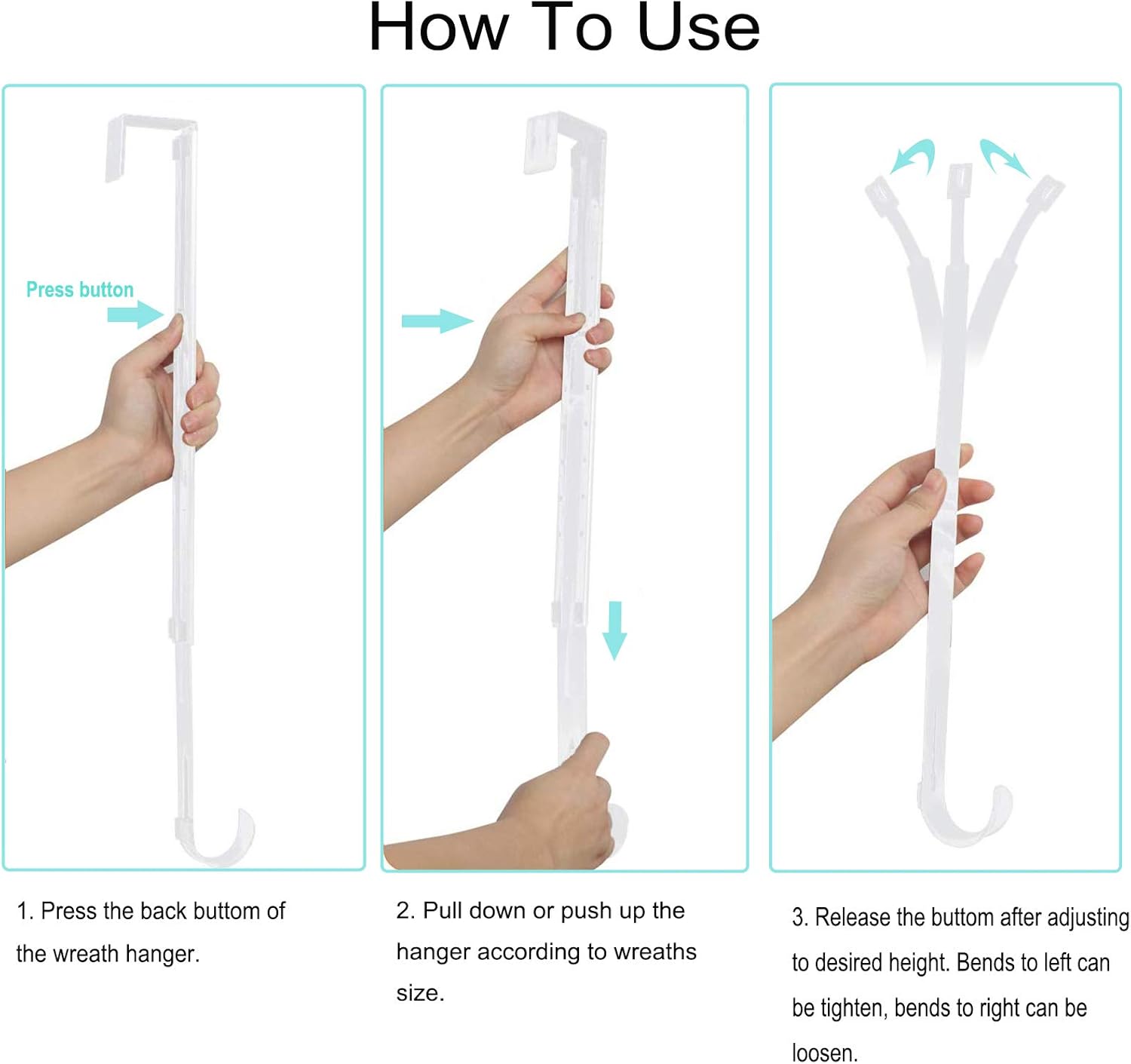 Wreath Hanger, VIS'V 15-24 Inch Adjustable Metal Wreath Hanger for Front Door 20 LB Heavy Duty Wreath Holder with 4 Suction Cup Hooks for Wreath Christmas Decorations - White: Home & Kitchen