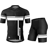 INBIKE Cycling Jersey Mens Set Reflective Breathable Biking Outfit Quick-Dry Bib Bicycle Jersey with 3D Padded Shorts