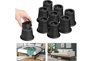 shouwuhho Bed Risers 2 inch, 3 Inch, Heavy Duty Round Furniture Risers Lifts 3" for Table, Desk Leg, Sofa, Couch, Adjustable Bed Frame Risers Supports Up to 6,000 Lbs, Black, 9 Pack