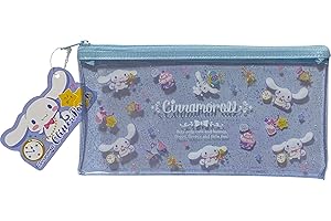 FRIEND Sanrio Cinnamoroll Flat Vinyl Glitter Pouch 20×10 cm Zipper Pen Accessories Case Bag (Happy)