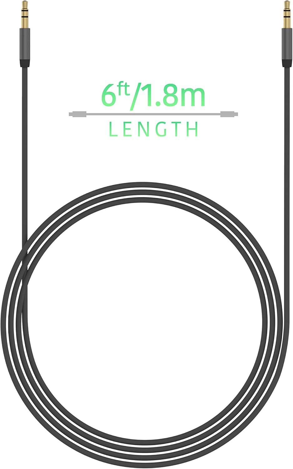 Aux Cable 3.5mm Audio Cord for Car (2 Pack) by TalkWorks | 6ft Heavy Duty Metallic Male to Male Jack Auxiliary Cord Extension Adapter for iPhone, Android, Headphones, Stereo - Slate