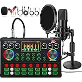 Podcast Equipment Bundle, 48V Condenser Microphone Bundle with M300 Voice Changer, Podcast Microphone Recording Studio Package for Podcasting Live Streaming Singing PC Mobile TikTok YouTube