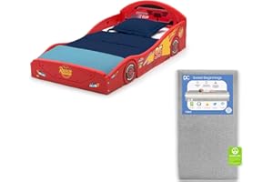 Delta Children Disney Pixar Cars Lightning McQueen Race Car Toddler Bed Sweet Beginnings Dual Sided Crib Mattress