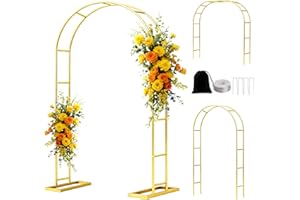 NISOGER 6.6FT Metal Garden Arch Trellis Arbor, Wedding Arch Stand with Steel Frame, Metal Pergola Arbor with Base, Assemble Freely 3 Sizes, for Decor Garden Trellis Climbing Plant, Bridal Party Ceremony