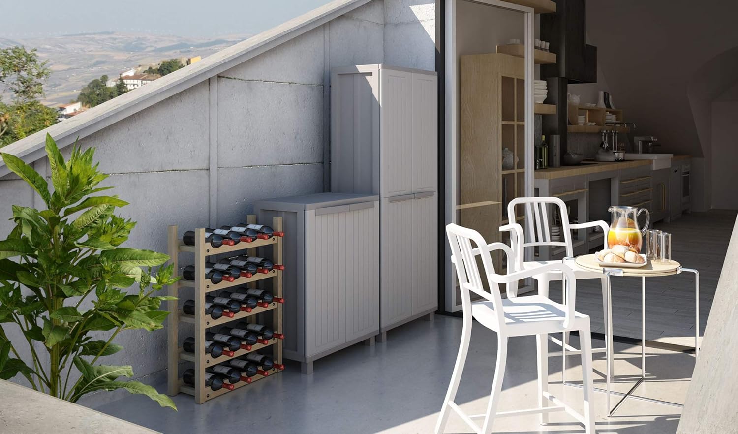 Terry 1002716 Schrank hoch Besenhalter aus Kunststoff Garten Schränke