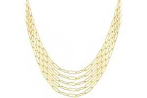 eswala Gold Paperclip Chain Necklace for Women 10pcs 18inch 3X9mm Gold Chains for jewelry Making Stainless Steel Filled 18K Gold Plated Chains Bulk Adjustable Link Chains