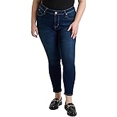 ROYALTY FOR ME Women's Plus High Rise Curve Confidence Wannabettabutt Skinny Jeans, Dark Blue, 20W