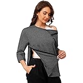 Fleece Lined Post Surgery Shirt for Women Tear Away 3/4 Sleeve Adaptive Clothing for Rotator Cuff Recovery Shirt with Pockets