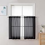 Chyhomenyc Black Sheer Curtains 30 inch Length 2