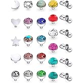 SCERRING 14G Dermal Piercing Jewelry Anchor Tops and Base Titanium Microdermals Piercing for Women Men CZ Ball Flat Moon Star Opal Heart 2mm 3mm 4mm