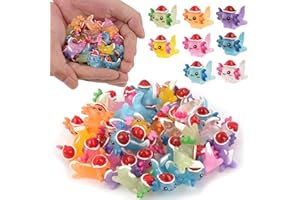 BUQIUREN 32pcs Mini Christmas Resin Axolotl, Glow in The Dark Tiny Axolotl Miniature Figures Toy Bulk Tiny Plastic Animal Figurines for Fairy Garden Landscape Aquarium Potted Birthday Christmas Party Gift
