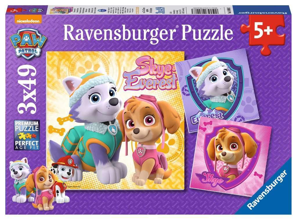 Ravensburger Paw Patrol Skye & Everest 3 x 49 Pieces Jigsaw Puzzles for Kids Age 5 Years Up