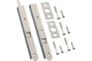 Ceoighe 2 Pack 7 Inch Flush Bolt for Double Door, Heavy Duty Chrome Plating Flush Latch Bolts, French Lock for Opening and Composite Wood Double Dummy Door (Brushed Satin Nickel)