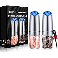 XinXu Pepper Grinder Set,Gravity Electric Salt And Pepper Mill Grinder Set Stainless Steel Automatic Pepper Mill,Battery…