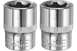 HARFINGTON 2pcs E-Torx Socket 3/8" Drive E18 External Torx Deep Socket CR-V 6 Point Spline Socket Star Female Bit Socket for 