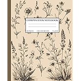Composition Notebook College Ruled: Vintage Wildflowers | Student Gift Journal | Wided Lined | 110 Pages | 7.5 x 9.25 in