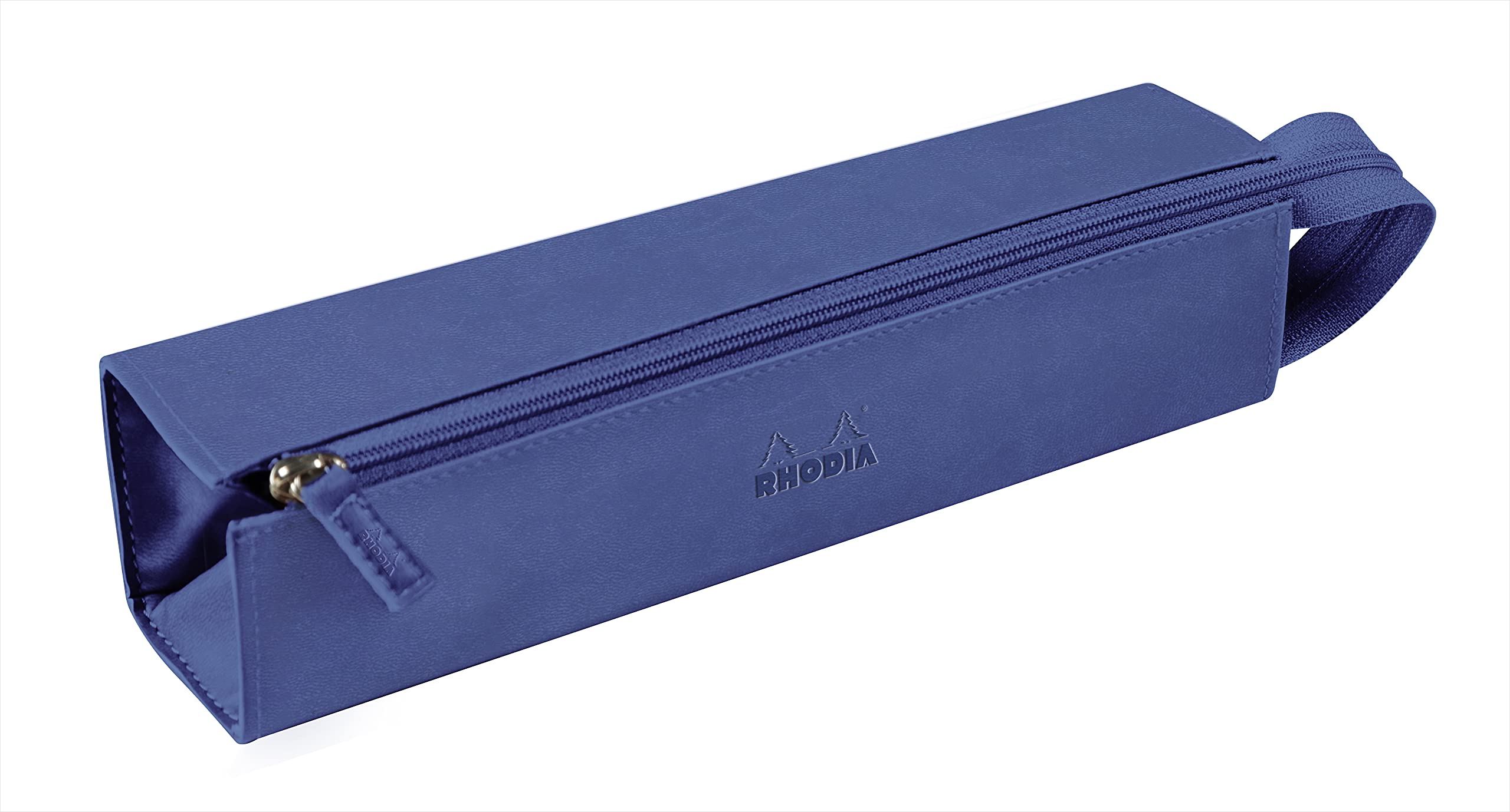 RHODIA 319018C - Pencil case Rhodiarama Saphir - 23x5x5 cm - Flat opening for use as a pencil box - Faux leather - Storage for pens, pencils, markers, small supplies