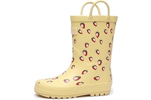 RAINANGEL Toddler Rain Boots with Easy-On Handles, Waterproof Rubber Kids Rain Boots for Girls and Boys, in Fun Printed & Colors Unisex-Child Outdoor Rain Boots