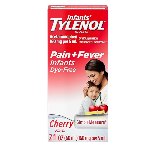 TYLENOL INFANTS ORAL SUSPENSION WITH 160 MG ACETAMINOPHEN, PAIN AND FEVER RELIEF FOR SORE THROAT, HEADACHE, AND TOOTHACHE LIQUID MEDICINE FOR KIDS, DYE-FREE, CHERRY FLAVOR, 2 FL OZ
