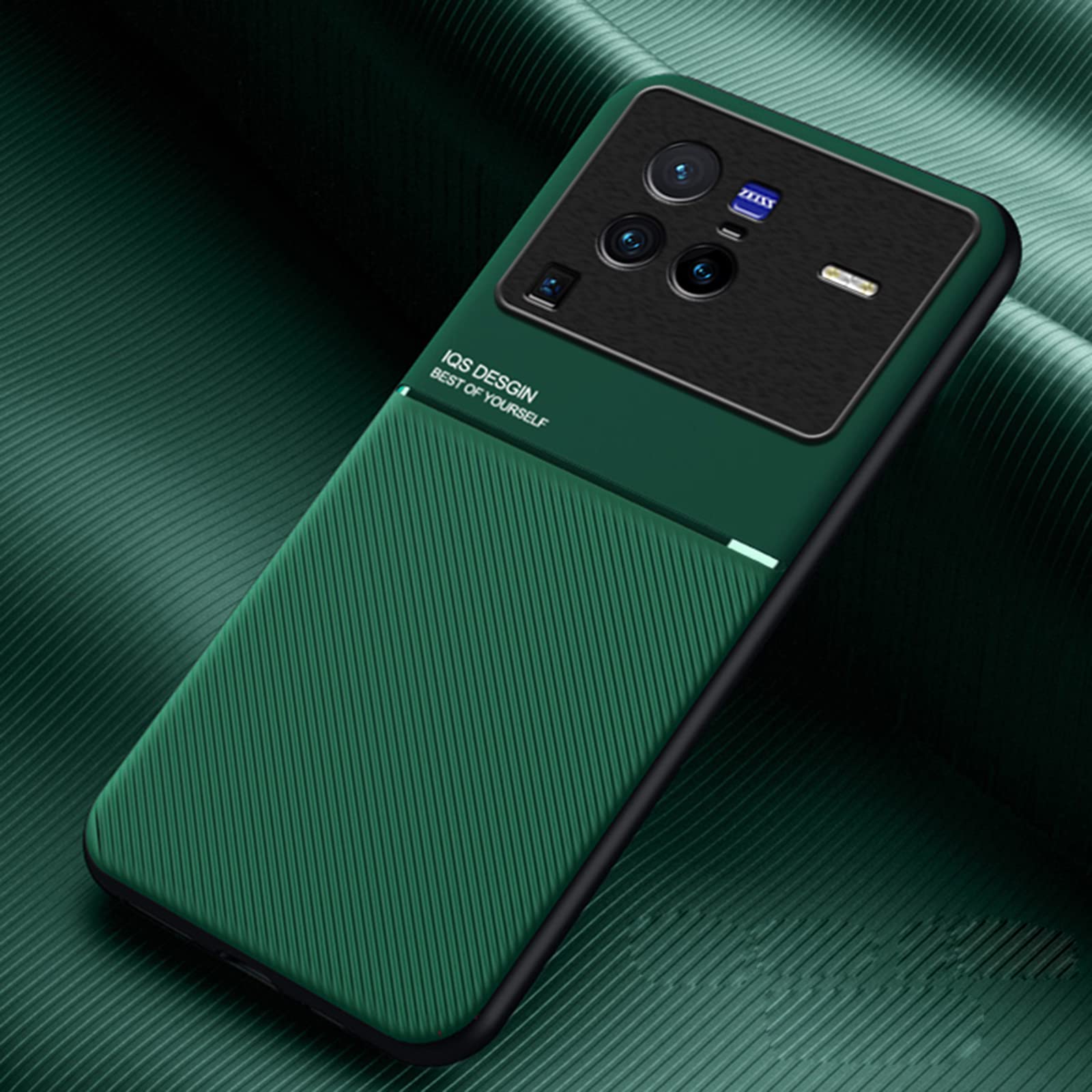 TIANCI Case for Vivo X80 Pro, Skin Texture is Non-Slip and Shockproof Phone Case, [Skin-Friendly PU Leather] [Ultra-Thin TPU] Cover for Vivo X80 Pro Green