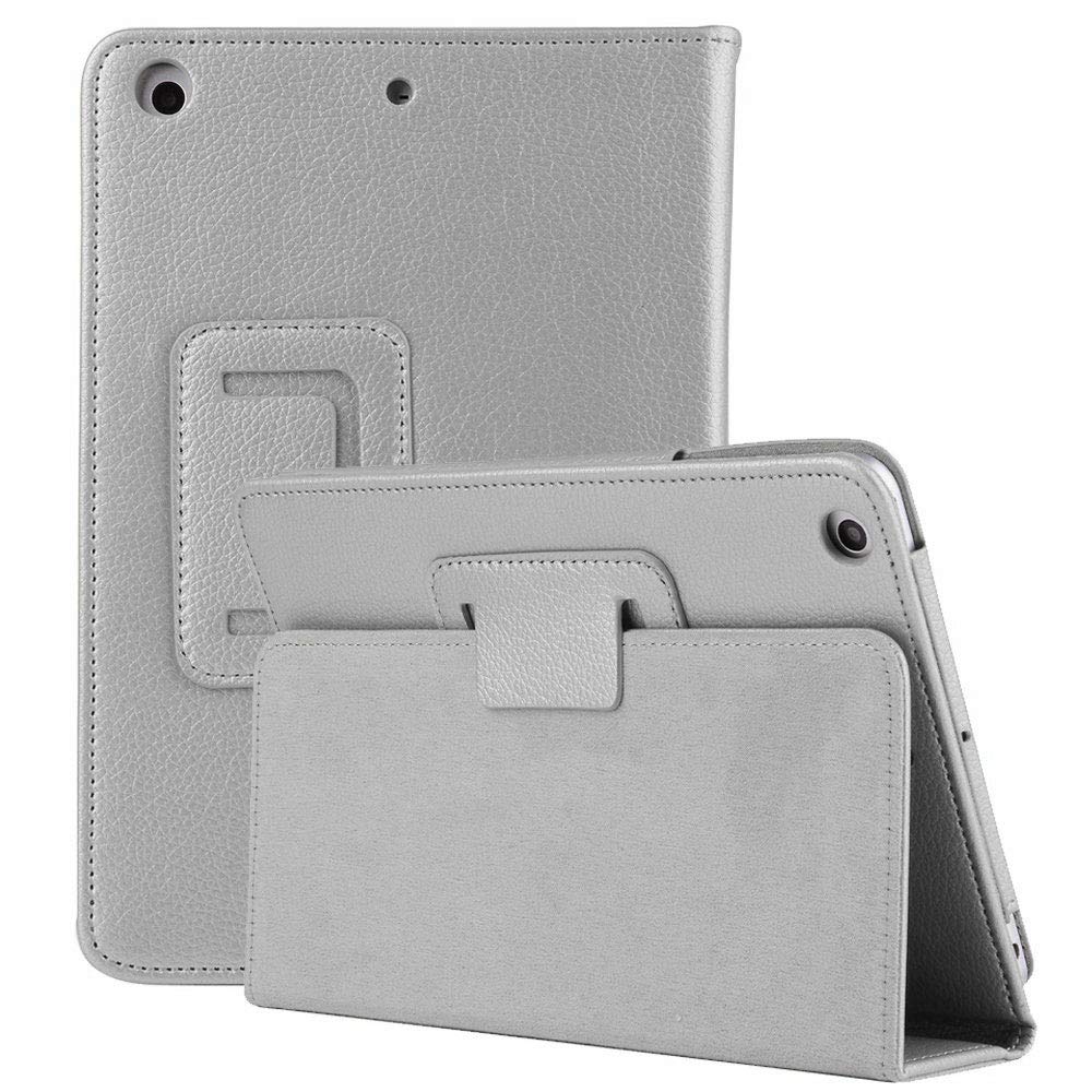 Leather Stand Case for iPad Air 3 Pro 10.5 10.2 7/8/9 Folio Generation 19/20/21 (Silver)