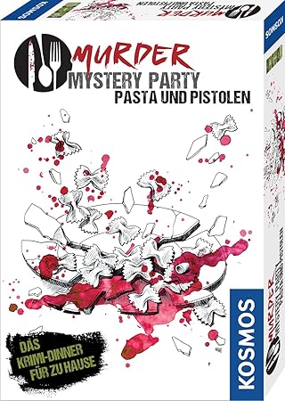 Kosmos 695095 Murder Mystery Party Pasta Und Pistolen Das Krimi Dinner Fur Zu Hause Komplett Set Fur Genau 8 Personen Ab 16 Jahren Partyspiel Amazon De Spielzeug