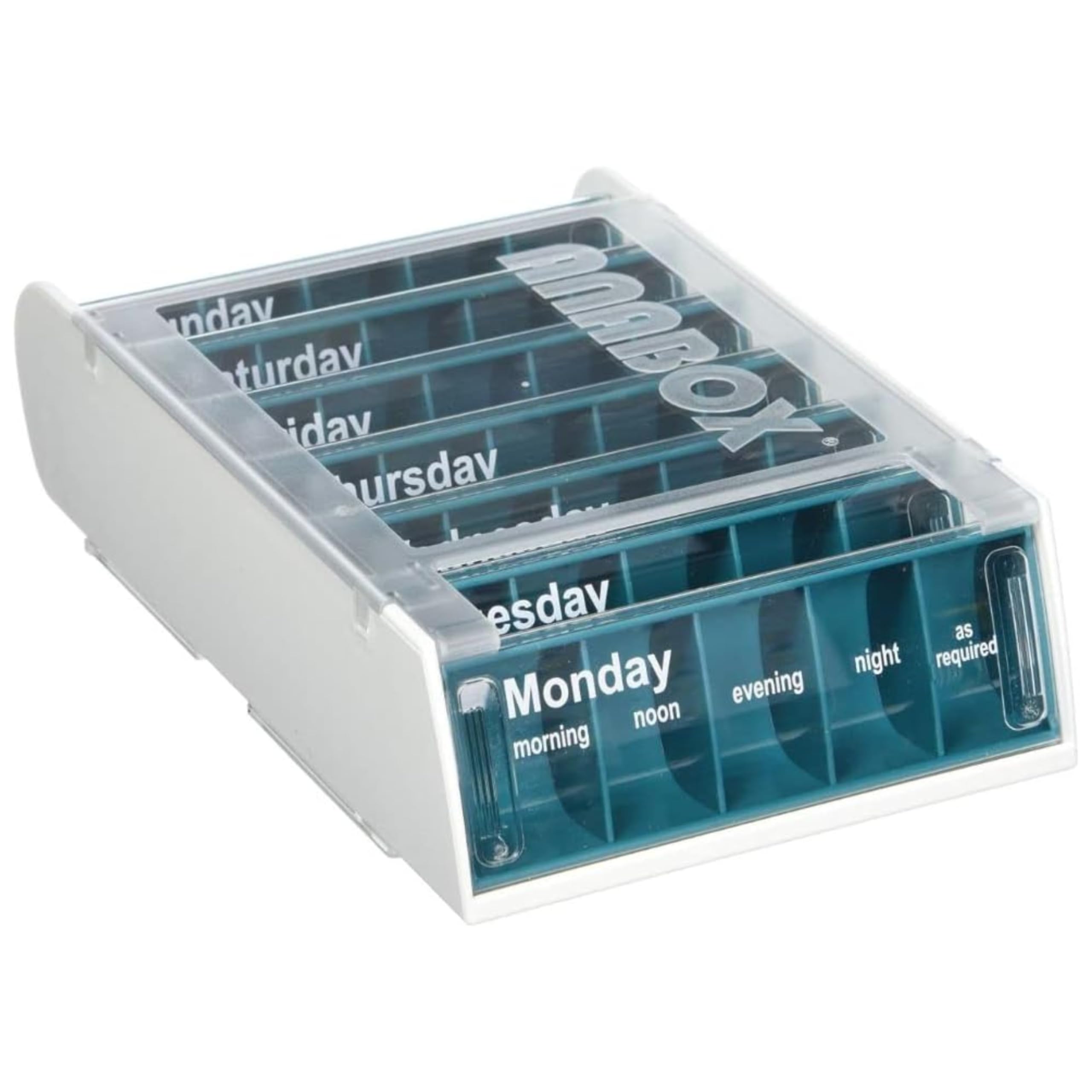 Patterson Medical Weekly Pill Organiser – 7 Day Box with 5 Daily Compartments – Detachable, Portable Tablet Pots for Medication, Vitamins and Supplements with Sliding Lids