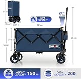 Overmont 200L Folding Festival Trolley on Wheels 150kg Heavy Duty Blue view 3