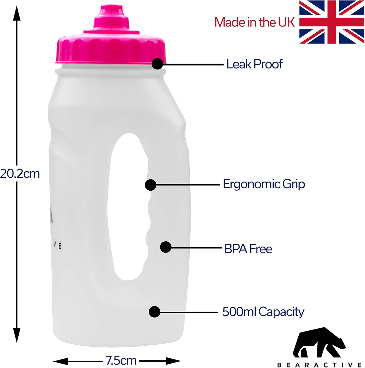 Bearactive 2 x Running Bottle Lightweight 500 ml Handheld Sports Water Bottles with Valve Sprout - Image 5
