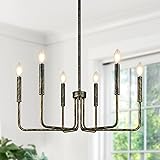 Rustic Black Chandelier, 6-Light Antique Farmhouse