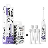 Made by Dentists Kids Electric Toothbrush - Rechargeable Vibrating Toothbrush with Timer, Includes 6 Replacement Heads, Gently Cleans Teeth, Kid & Toddlers Age 2+, Alien