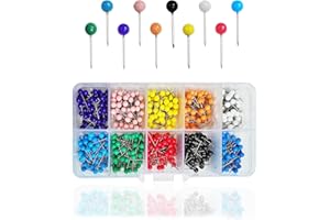 ZTEOFO 600 PCS Colored Push Pins Map Tacks, Modern Style, 10 Colors, Plastic Stainless Steel
