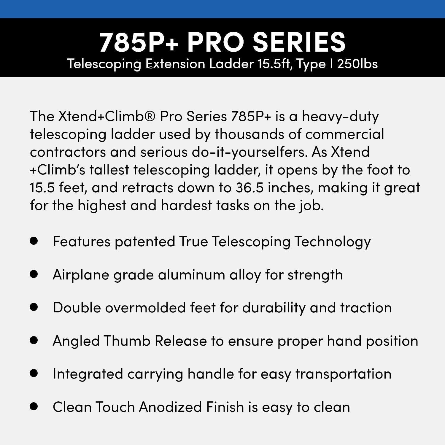 Xtend & Climb Pro Series 785P+ Telescoping Ladder, Blue: Garden & Outdoor