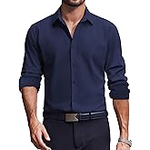 COOFANDY Men's Dress Shirts Long Sleeve Casual Button Down Shirt Solid Regular Fit Formal Business Shirts