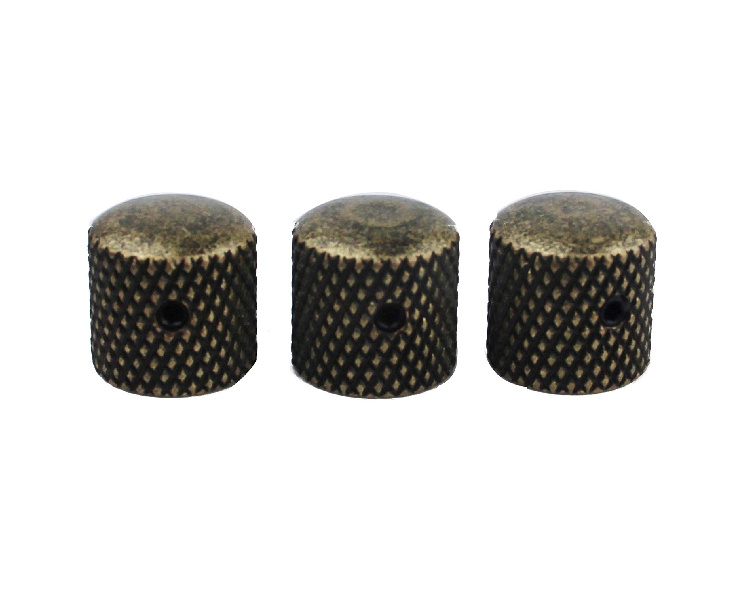 Guyker 3Pcs Guitar Knobs for 6mm Dia. Shaft Pots - Tone and Volume Control Potentiometer Knob Replacement for Electric Guitar or Precision Bass (Antique Brass)