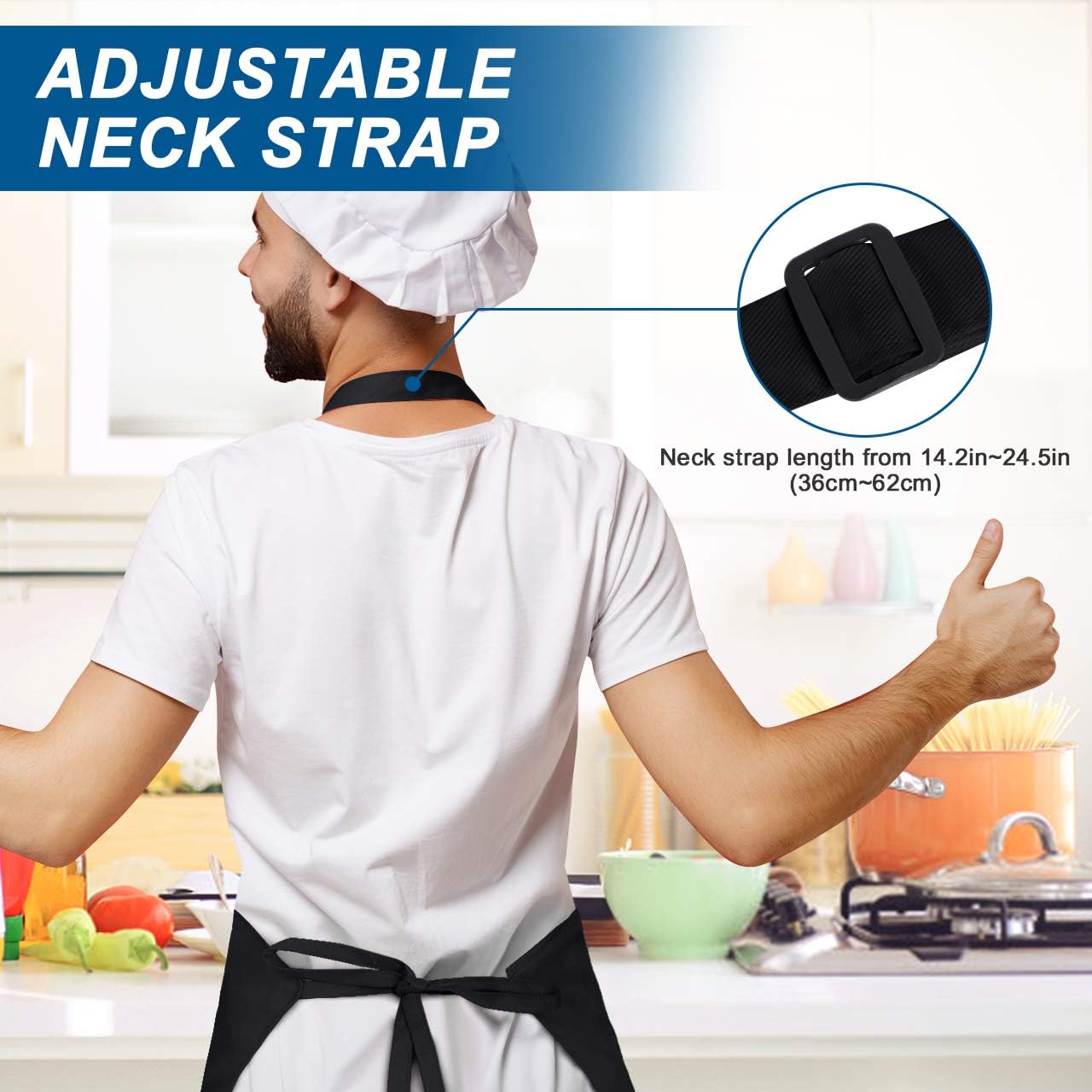 Syntus Apron Chef Hat Set, Adjustable bib Apron Baker Chef Hat Women Men, Black: Home & Kitchen