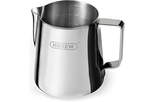 HiBREW Latte Art Pitche 15oz, Stainless Steel Milk Frothing Pitcher Steamed Espresso Cup Barista Pitcher (15oz/450ml)