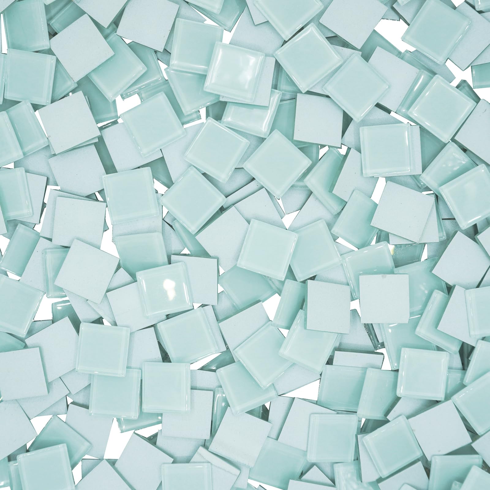 Photo 1 of 1LB Large Size White Mosaic Tiles for Crafts Bulk, 1Inch 12 Colors Options Big Square Shaped Glass Tiles Stained Pieces for Home Handmade Gifts Mosaic Project Supplies