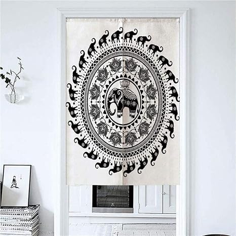 Amazon 2重のれん 85x90cm 七つの高貴なシンボルと神殿の守護者スピリットアニマルサークル 入り口のカーテンは家庭の 目隠し 素敵 和 のれん イラスト 店用のれん のれん ごゆるりと のれん オンライン通販