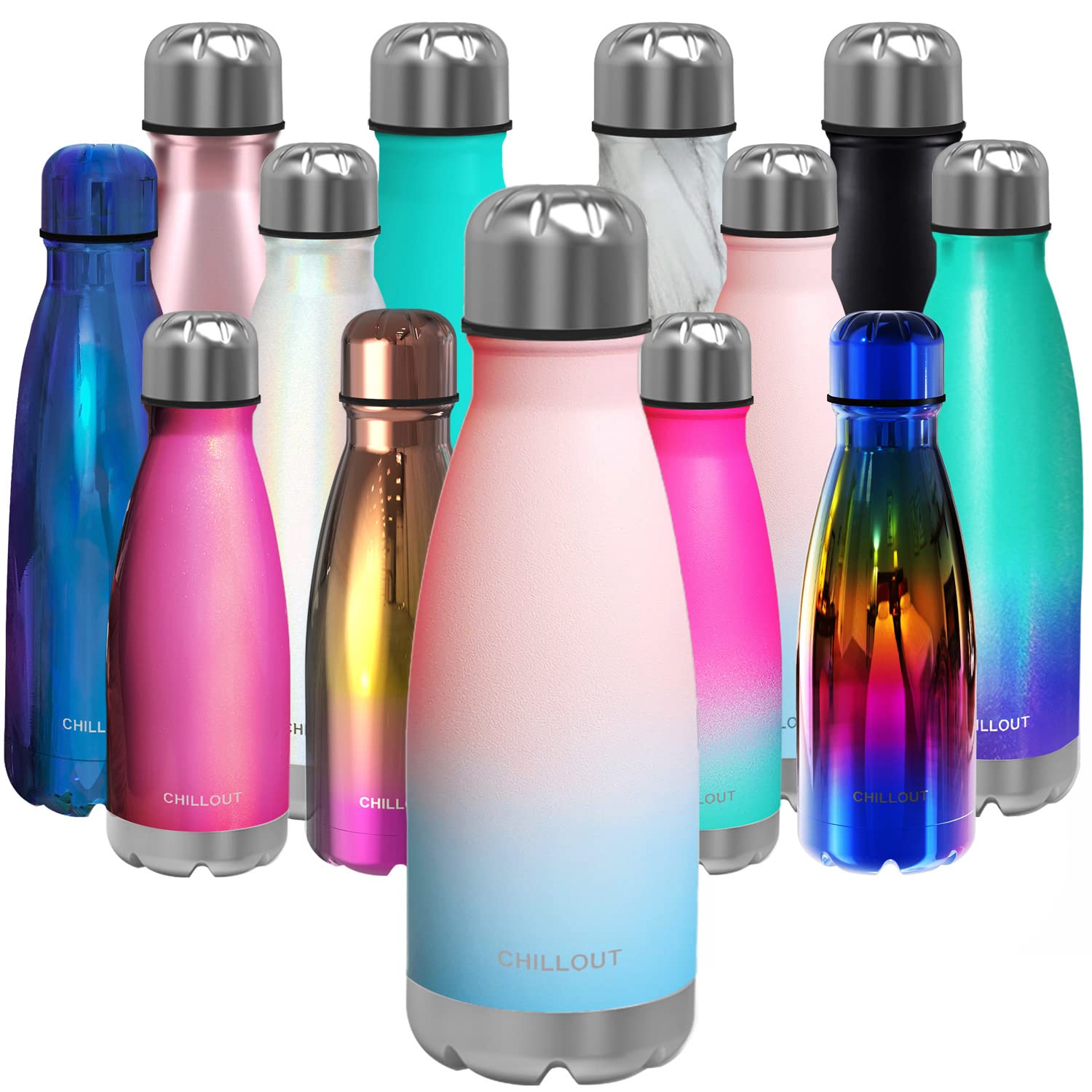 CHILLOUT LIFE Stainless Steel Water Bottle for Kids School: 12 oz Double Wall Insulated Cola Shape for Cold and Warm Drinks, BPA Free Metal Sports Bottle for Boys, Girls & Women — image 1