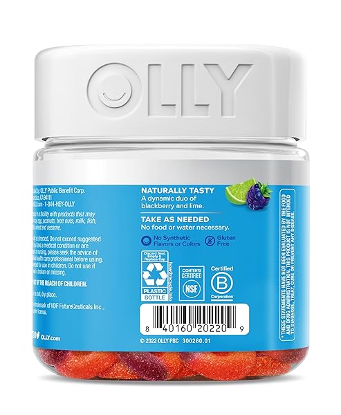OLLY PRE-GAME ENERGIZE WORKOUT GUMMY RINGS, S7 PLANT-BASED BLEND, B VITAMINS, BERRY LIME FLAVOR – 25 COUNT