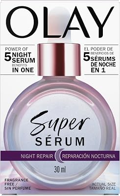 Super Siero Riparazione Notturna Idratante 5 Vantaggi in 1, 30 ml. Con Provitamina B5, Nacinamide, Acido Lattico, Glicerina e Peptidi