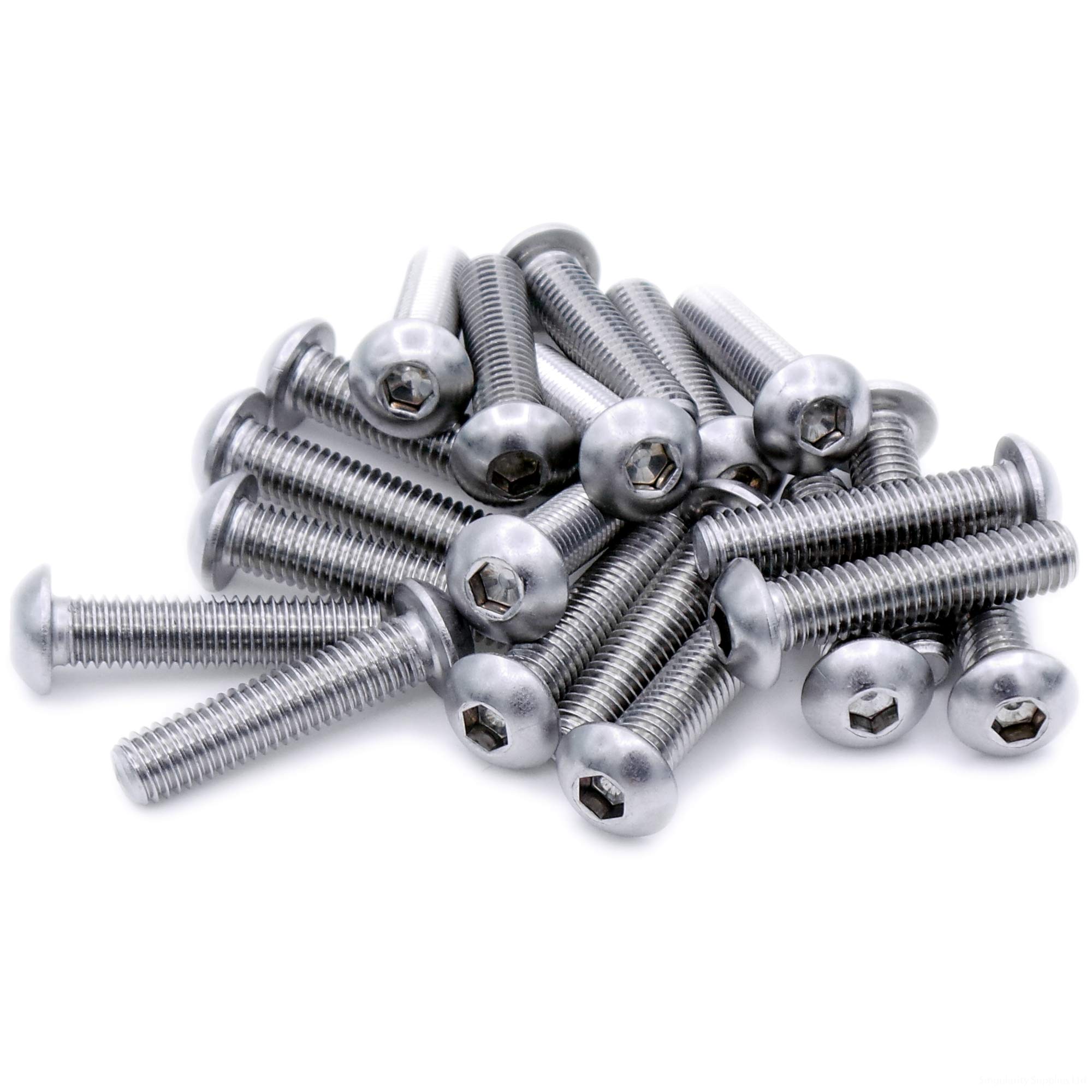 M4 (4mm x 10mm) Hex Socket Button Machine Screw (Bolt) - Stainless Steel (A2) (Pack of 20)