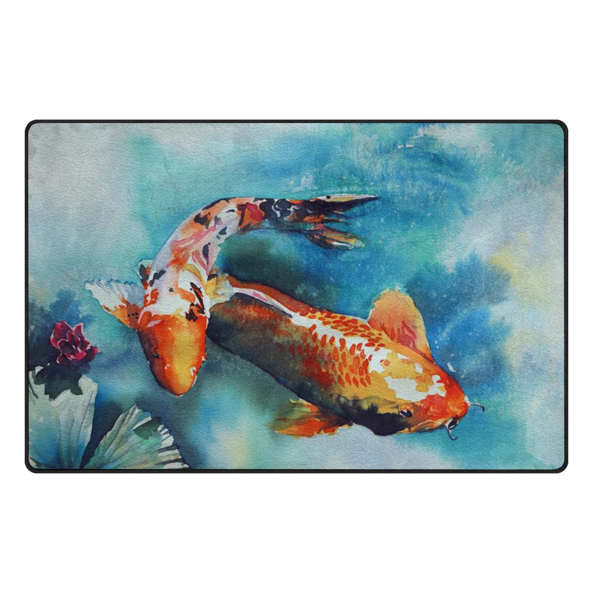 Florence Japanese Koi Fish Swimming Area Rug NonSlip