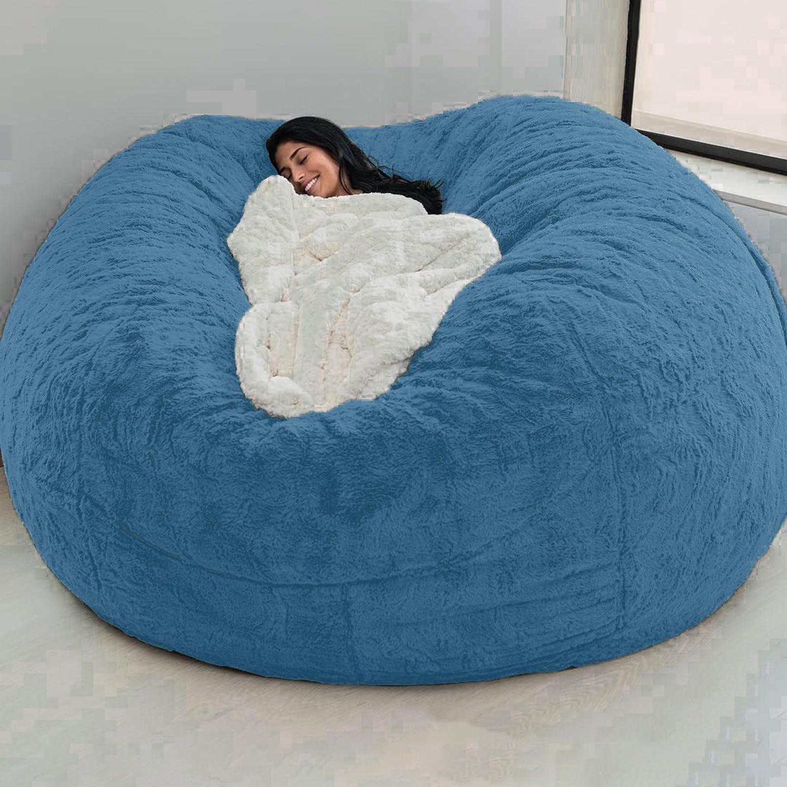 Photo 1 of Big Huge Giant Bean Bag Chair for Adults, (No Filler) Bean Bag Chairs in Multiple Sizes and Colors Giant Foam-Filled Furniture - Machine Washable Covers, Double Stitched Seams (Jewel Blue,5FT)