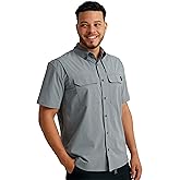 HUK Mens Back Draft Solid Short Sleeve Button Down Shirt, Vented Fishing Shirt for Men