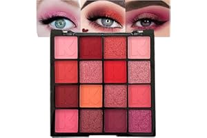 K'APEINE Red Eyeshadow Palette, Matte Glitter Metallic Eye Shadow Palette 16 Colors Pigmented Pink Eye Makeup Red Goth Eyesha