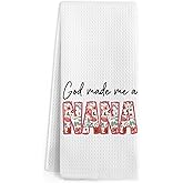Gnmduw Nana Gifts Kitchen Towels, Grandma Hand Towels, Mothers Day Birthday Gift for Grandma, Gigi Gifts from Grandkids, God Made Me a Nana Hand Dish Tea Towel for Bathroom Kitchen, 16x24 in